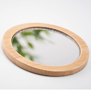 Additional Image 4 - a circular mirror with a wooden frame