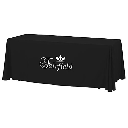 Additional Image 1 - a black table cover with a logo