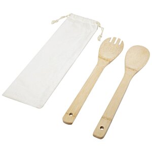 Additional Image 3 - a wooden spoon and fork with a white bag