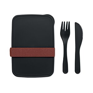 Additional Image 2 - a black place setting with a brown band