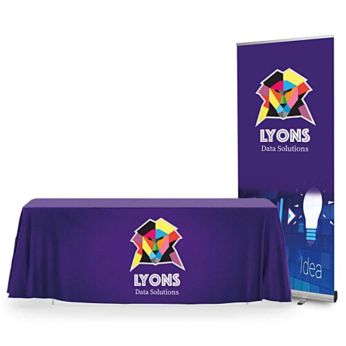 Additional Image 1 - a table with a purple tablecloth