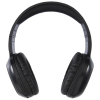 a black headphones on a white background