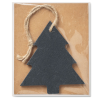 a black christmas tree tag