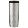 a silver and black tumbler