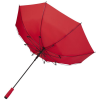 a red umbrella with a black handle