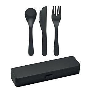 Additional Image 1 - a black spoon fork and knife