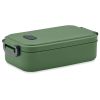 a green container with a black handle