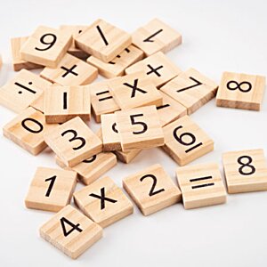 Additional Image 3 - a pile of wooden tiles with black numbers