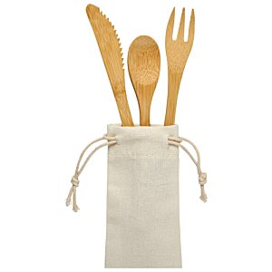Additional Image 3 - a wooden spoon and fork in a white bag