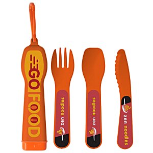 Additional Image 2 - a group of orange spoons and forks