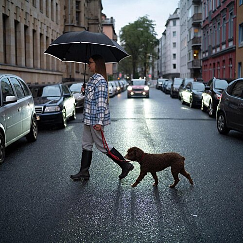 Additional Image 9 - a person holding an umbrella and a dog walking on a street