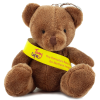 a stuffed bear with a yellow band around its neck