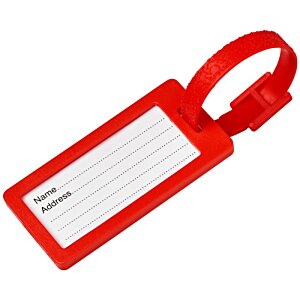 Additional Image 3 - a red luggage tag with a red strap