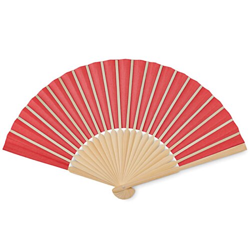 Additional Image 11 - a red and beige folding fan