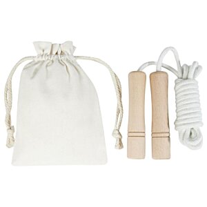 Additional Image 1 - a white bag with string and two wooden sticks