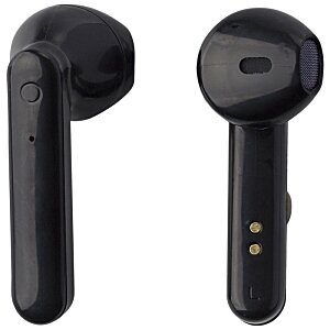 Additional Image 2 - a close up of a pair of black earbuds