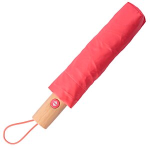 Additional Image 2 - a pink umbrella with a wooden handle