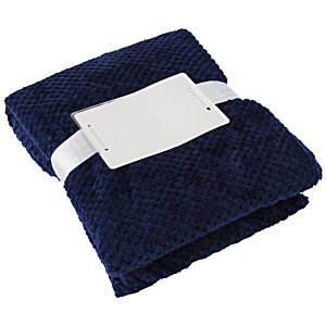 Additional Image 1 - a blue blanket with a white label