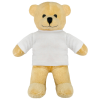 a stuffed bear wearing a white shirt