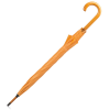 an orange umbrella with a curved handle