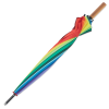 a rainbow colored umbrella on a white background