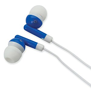 Additional Image 4 - a pair of blue and white earbuds