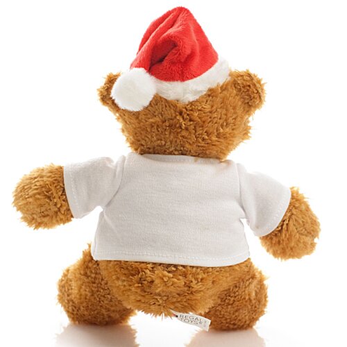 Additional Image 3 - a small stuffed bear wearing a santa hat