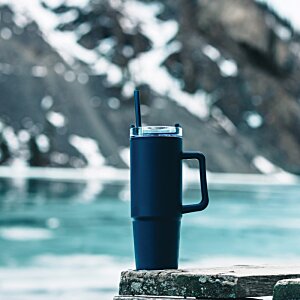 Additional Image 8 - a blue cup with a straw on a rock