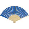 a blue and white fan