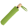 a green umbrella with a wooden handle