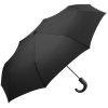 a black umbrella with a curved handle