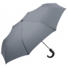 a grey umbrella with a black handle