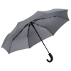 a black umbrella with a curved handle