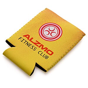 Additional Image 2 - a yellow can cooler with red text