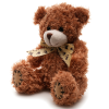 a brown teddy bear with a bow