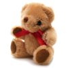 a teddy bear with a red ribbon