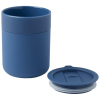 a blue cup with a lid