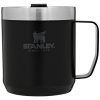 a black mug with a handle