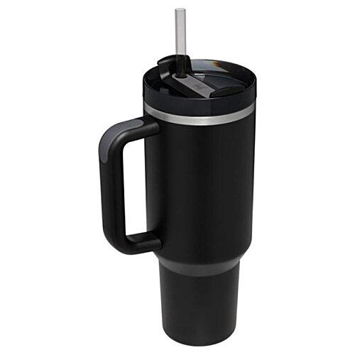 Additional Image 4 - a black coffee mug with a straw