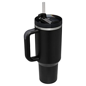 Additional Image 4 - a black coffee mug with a straw