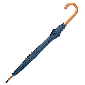Additional Image 4 - a blue umbrella with a brown handle