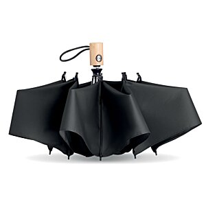 Additional Image 4 - a black umbrella with a wooden handle