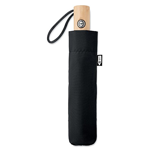 Additional Image 7 - a black umbrella with a wooden handle