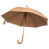 a brown umbrella with a wooden handle