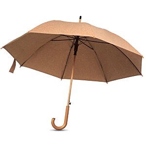 Additional Image 2 - a brown umbrella with a wooden handle