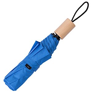 Additional Image 1 - a blue umbrella with a wooden handle