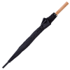 a black umbrella with a wooden handle