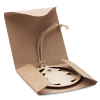 a brown paper bag with a clock inside