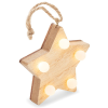 a wooden star with lights