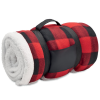 a red and black plaid blanket